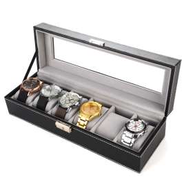 现货供应6位手表盒高档手表展示盒收纳盒pu手表盒包装盒