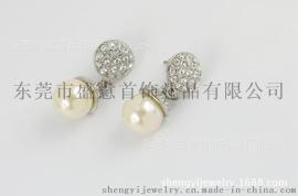 东莞盛意饰品韩版高品质珍珠满钻项链耳环两件套速卖通首饰货源
